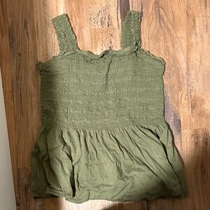 GAP Olive Green Smocked Camisole Tank